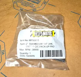 68135615 Trumaxx Tru-maxx 2 Inch Diameter Medium 1/4 Shank Type S Q/c Back-up Pad - New
